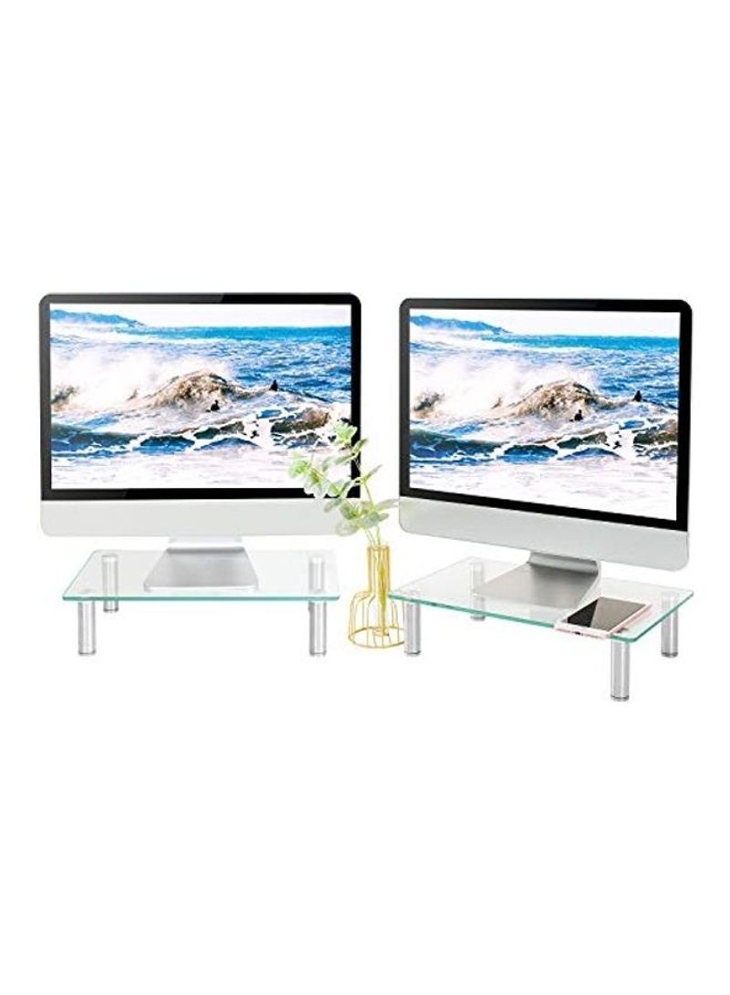 2-Piece 5Rcom Adjustable Glass Top Monitor Stand Clear