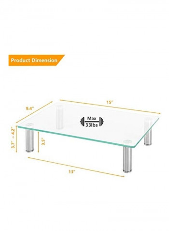 2-Piece 5Rcom Adjustable Glass Top Monitor Stand Clear
