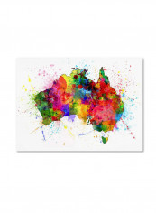 Australia Paint Splashes Map Canvas Wall Art Multicolour 18 x 24inch