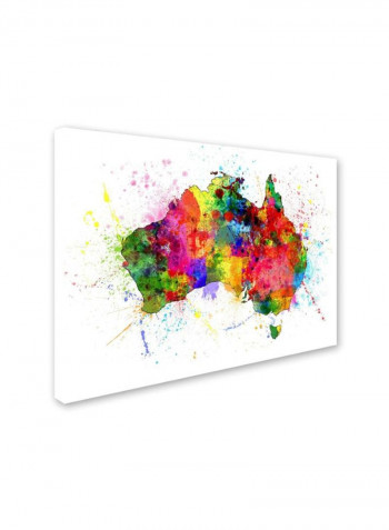 Australia Paint Splashes Map Canvas Wall Art Multicolour 18 x 24inch