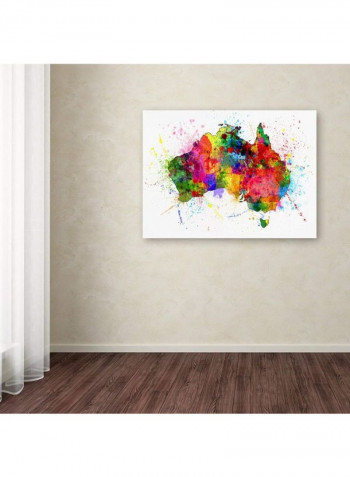 Australia Paint Splashes Map Canvas Wall Art Multicolour 18 x 24inch