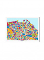 Edinburgh Street Map III Canvas Wall Art Multicolour 18 x 24inch