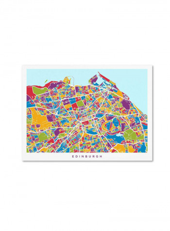 Edinburgh Street Map III Canvas Wall Art Multicolour 18 x 24inch