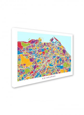 Edinburgh Street Map III Canvas Wall Art Multicolour 18 x 24inch