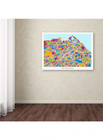 Edinburgh Street Map III Canvas Wall Art Multicolour 18 x 24inch