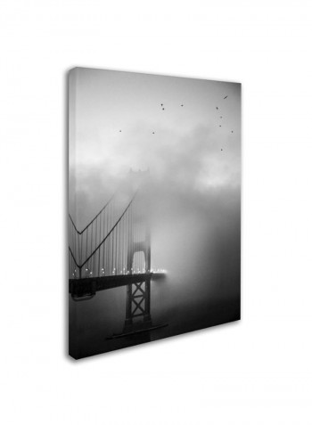 Gold Ornate Frameen Gate And Birds Framed Wall Art Black/White 18 x 24inch