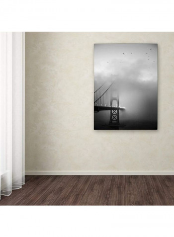 Gold Ornate Frameen Gate And Birds Framed Wall Art Black/White 18 x 24inch