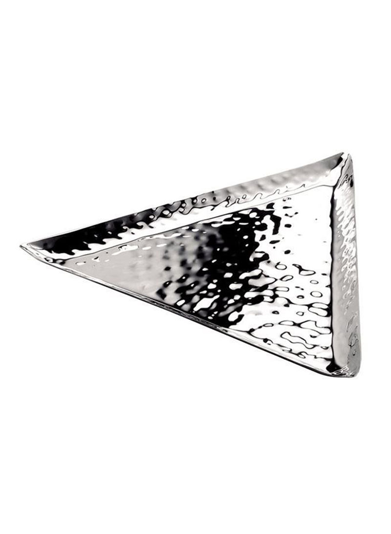 Hammered Triangular Platter Silver 46cm