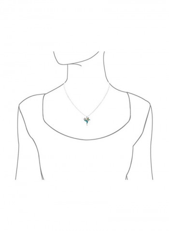Rhodium Plated 925 Sterling Silver Opal Studded Pendant Necklace