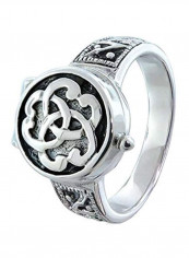 925 Sterling Silver Triqueta Celtic Knot Locket Ring