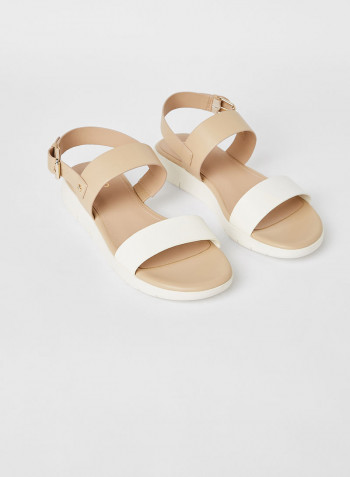 Woema Faux Leather Sandals Beige
