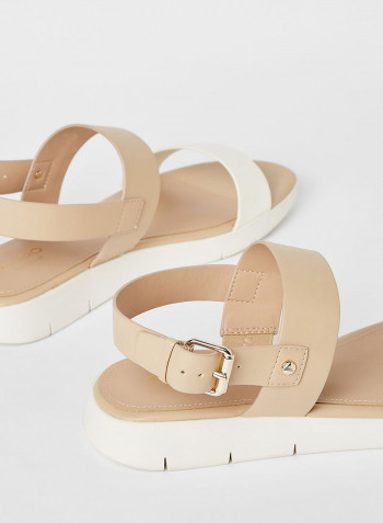Woema Faux Leather Sandals Beige