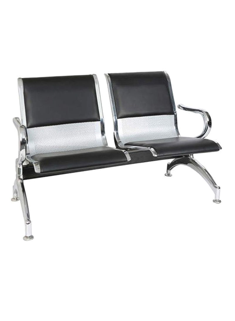 2-Seat Visitor Chair Cushioned With Pvc Leather Black/Silver 113x80x65centimeter