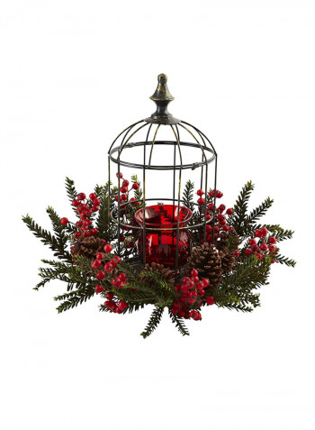 Birdhouse Style Pine Berry Artificial Flower Red/Green/Black