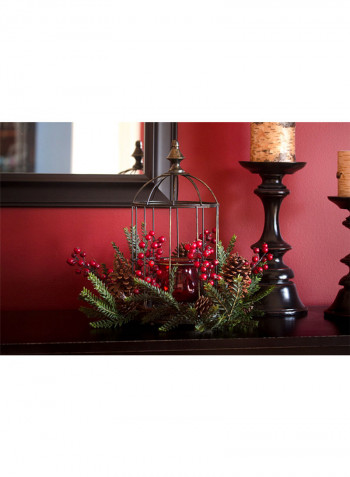 Birdhouse Style Pine Berry Artificial Flower Red/Green/Black