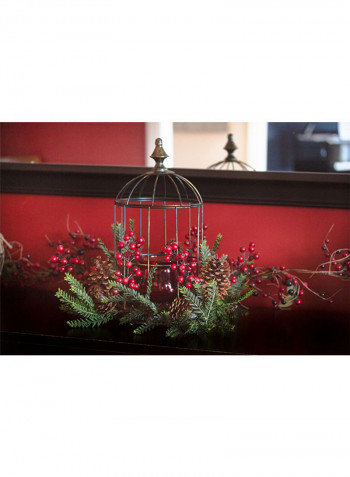 Birdhouse Style Pine Berry Artificial Flower Red/Green/Black