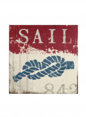 Nautical Iii Red Artwork Canvas Wall Art Multicolour 24 x 24inch