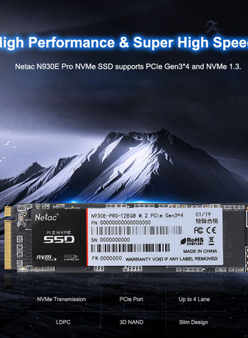 Netac N930E Pro M.2 2280 NVMe PCIe Gen3*4 3D MLC/TLC NAND Flash Hard Drive 256GB Black