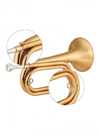 Brass Bugle Call Gold-Plated Trumpet Cavalry Horn with Mouthpiece