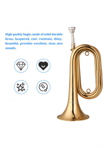 Brass Bugle Call Gold-Plated Trumpet Cavalry Horn with Mouthpiece