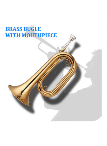 Brass Bugle Call Gold-Plated Trumpet Cavalry Horn with Mouthpiece