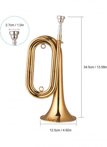 Brass Bugle Call Gold-Plated Trumpet Cavalry Horn with Mouthpiece