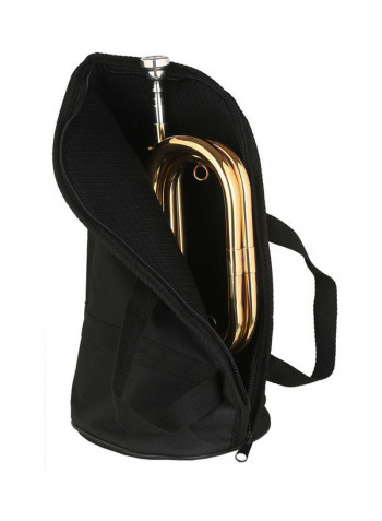 Bugle Call Gold-Plated Trumpet Cavalry Horn with Mouthpiece and Carrying Bag