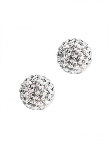 925 Sterling Silver Crystal Ball Stud Earrings