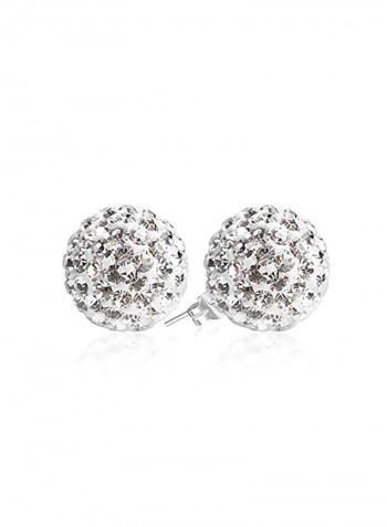 925 Sterling Silver Crystal Ball Stud Earrings