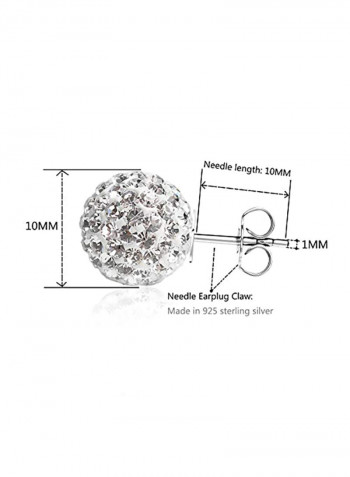 925 Sterling Silver Crystal Ball Stud Earrings