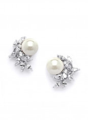 Ivory Pearls And Cluster Clip On Wedding Earrings
