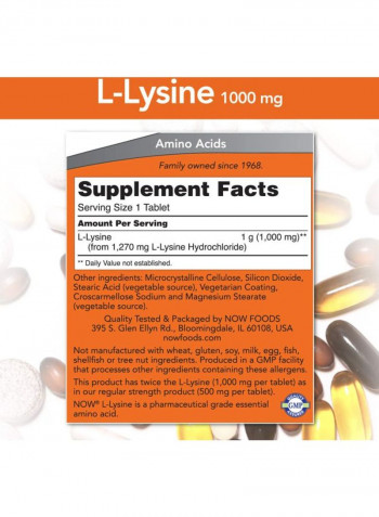 Pack Of 4 L-Lysine Strength - 100 Tablets