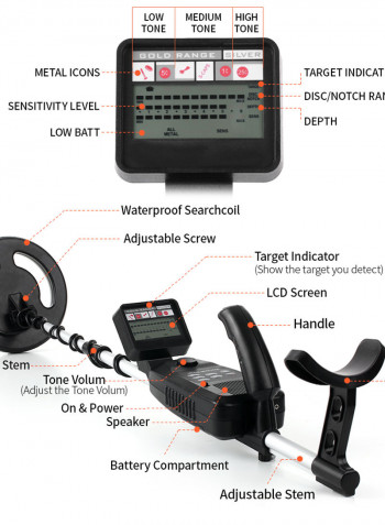 High Sensitivity Underground Metal Detector MD3500 Black Black 72.00X16.00X23.00cm