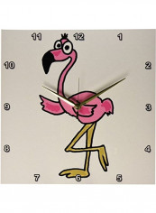 Funny Flamingo Printed Analog Wall Clock Multicolour 13x13x0.1inch