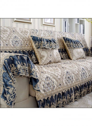 Non-Slip Lace Patchwork Sofa Slipcover Sapphire Blue 80 x 180centimeter