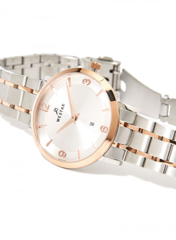 Women's Stainless Steel Quartz Analog Wrist Watch With Date Display 40220SPN607