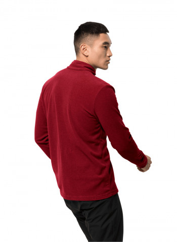 Half Zipper Arco Pullover أحمر داكن