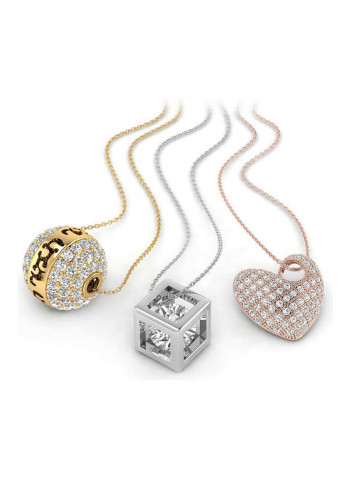 3-Piece Stone Studded Pendant Necklace Set