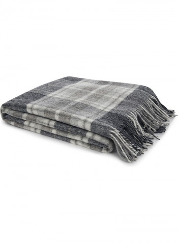 Check Throw Wool Steel W140 L180cm