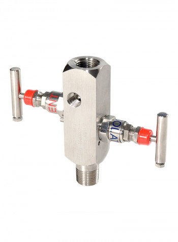 Stainless Steel 2-Way Manifold Valve Silver/Red 0.5inch