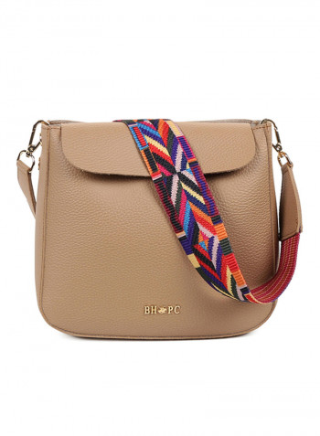 Flap Closure Shoulder Bag Camel