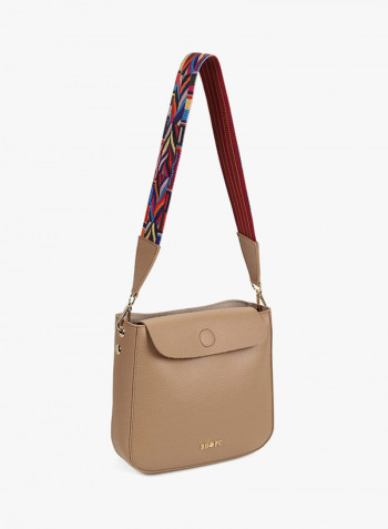 Flap Closure Shoulder Bag Camel