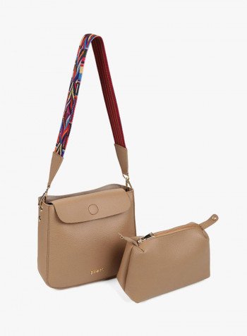 Flap Closure Shoulder Bag Camel