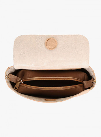 Flap Closure Shoulder Bag Camel