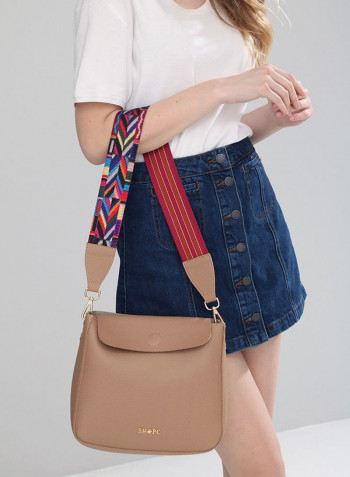 Flap Closure Shoulder Bag Camel