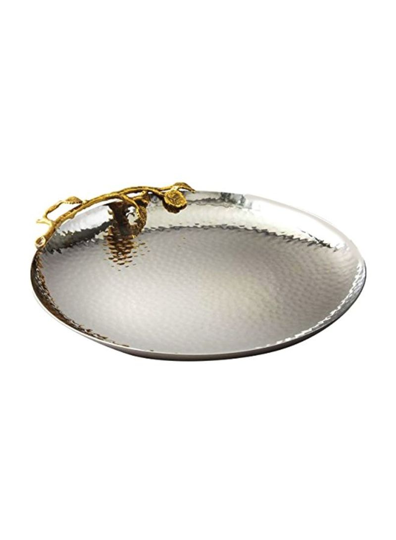 Hammered Round Tray Silver/Gold 10.75inch
