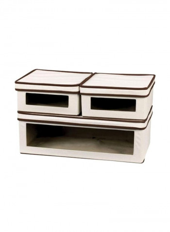 3-Piece Vision Storage Boxes With Lids Natural Brown