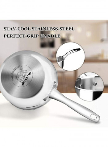 Tri-Ply Stainless Steel Saucepan With Lid Silver 3Quart