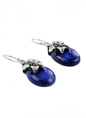 Lapis Lazuli Floral Lovely Lily 925 Sterling Silver Earrings