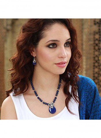 Lapis Lazuli Floral Lovely Lily 925 Sterling Silver Earrings